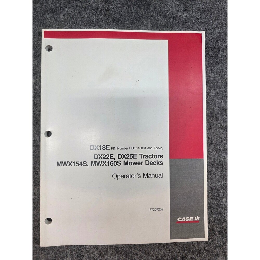 Case DX18E DX22E DX25E Tractors MWX154S MWX160S Mower Decks Manual